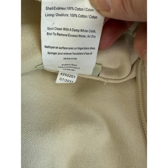 Retired Pottery Barn Large Canvas Tote Boat Bag Stripes Zipper Closer Red Cream - Picture 15 of 16